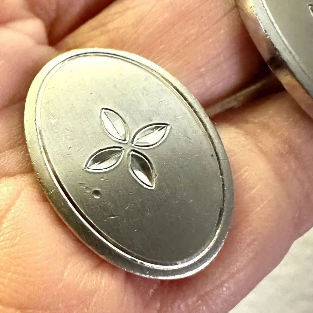 Silver tone oval vintage cuff links